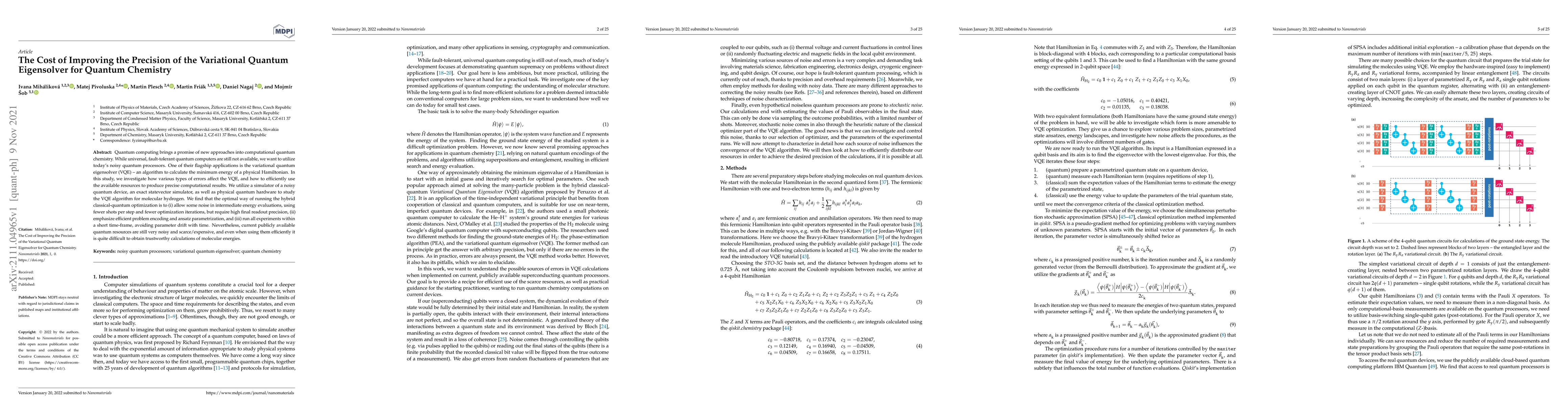 Thumbnail for The Cost of Improving the Precision of the Variational Quantum
  Eigensolver for Quantum Chemistry