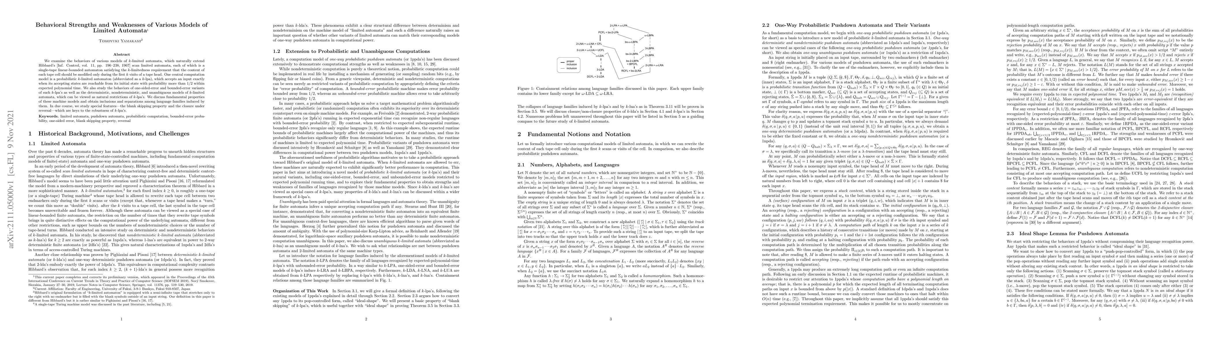 Thumbnail for Behavioral Strengths and Weaknesses of Various Models of Limited
  Automata