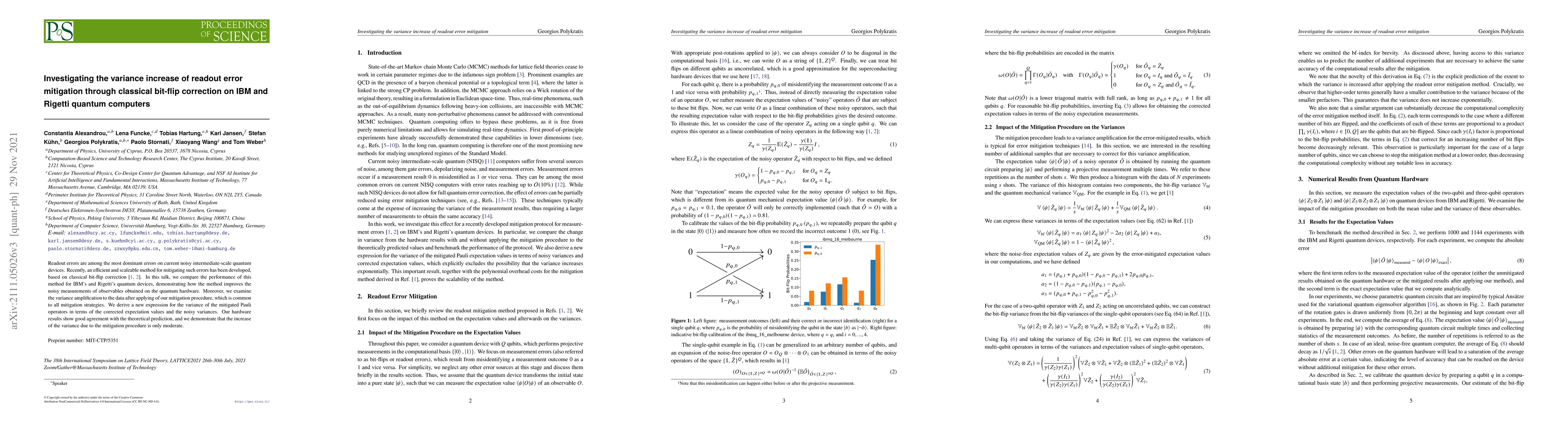 Thumbnail for Investigating the variance increase of readout error mitigation through
  classical bit-flip correction on IBM and Rigetti quantum computers