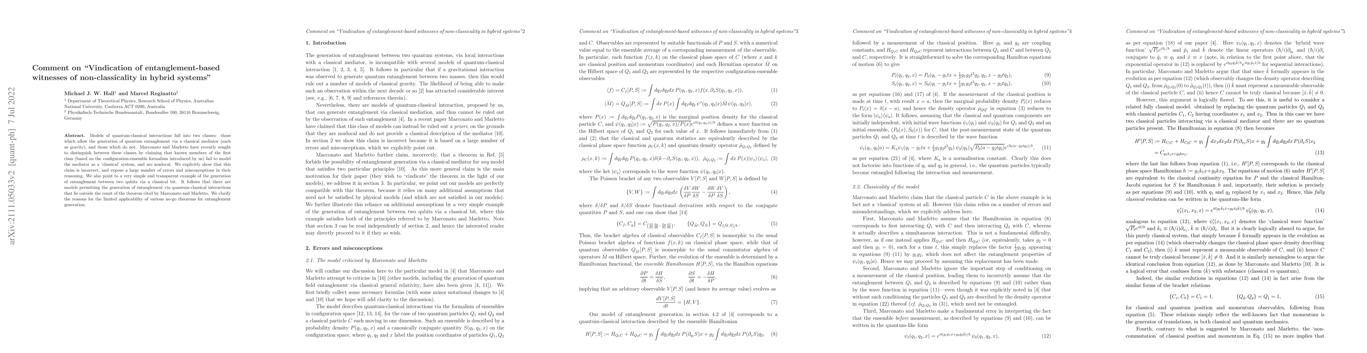 Thumbnail for Comment on "Vindication of entanglement-based witnesses of
  non-classicality in hybrid systems"