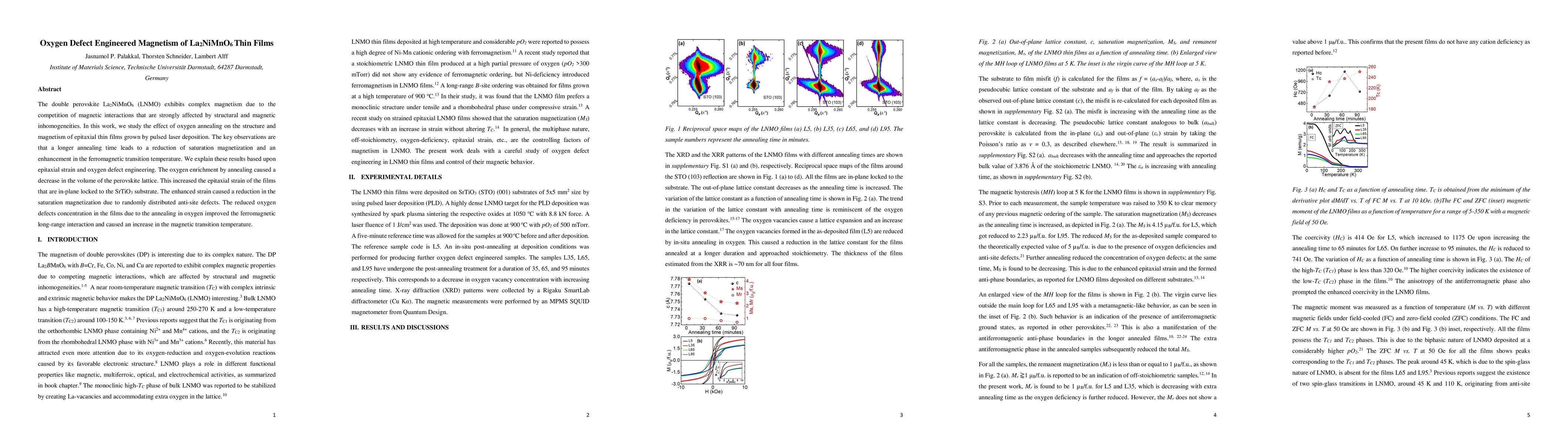 Thumbnail for Oxygen Defect Engineered Magnetism of La2NiMnO6 Thin Films