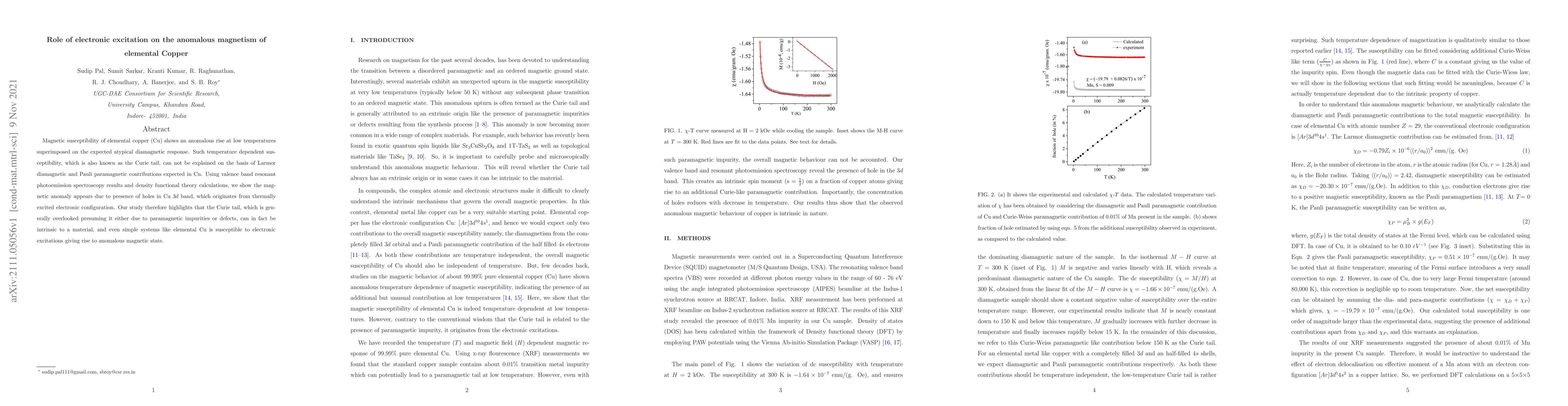 Thumbnail for Role of electronic excitation on the anomalous magnetism of elemental
  Copper