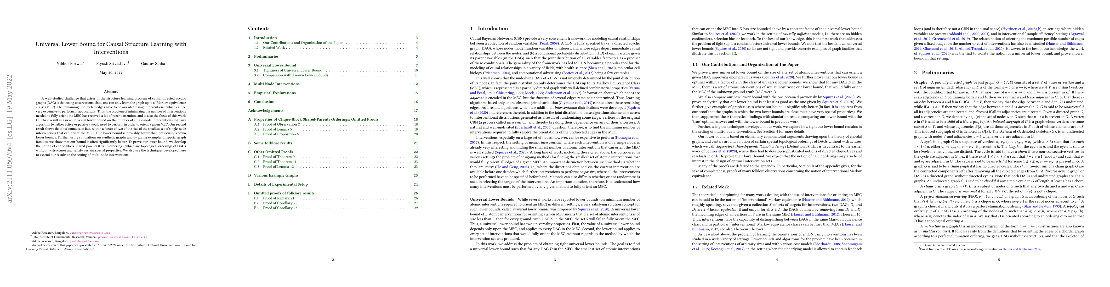 Thumbnail for Universal Lower Bound for Learning Causal DAGs with Atomic Interventions