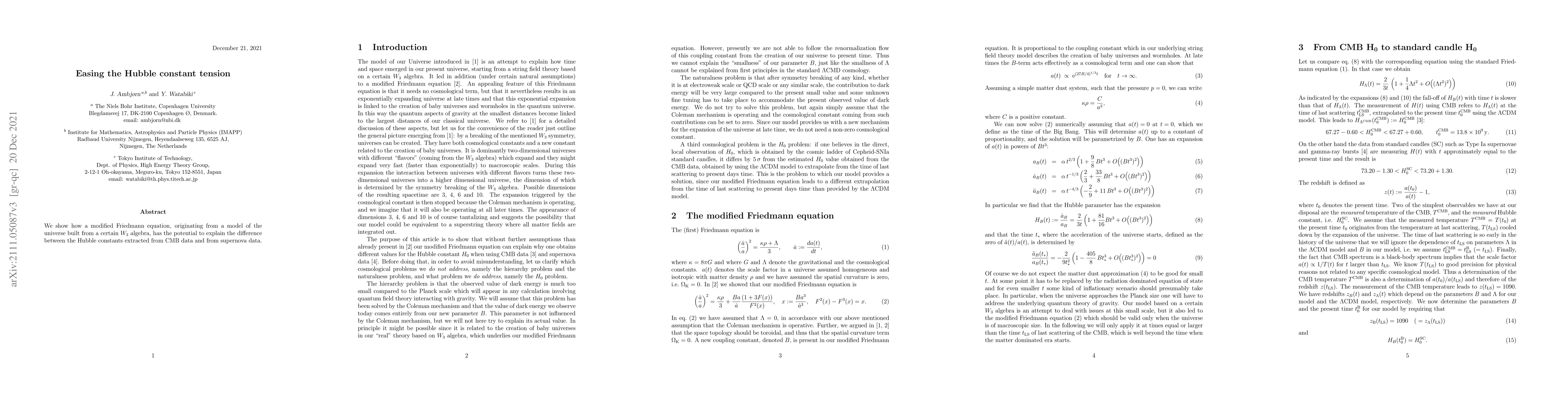Thumbnail for Easing the Hubble constant tension?