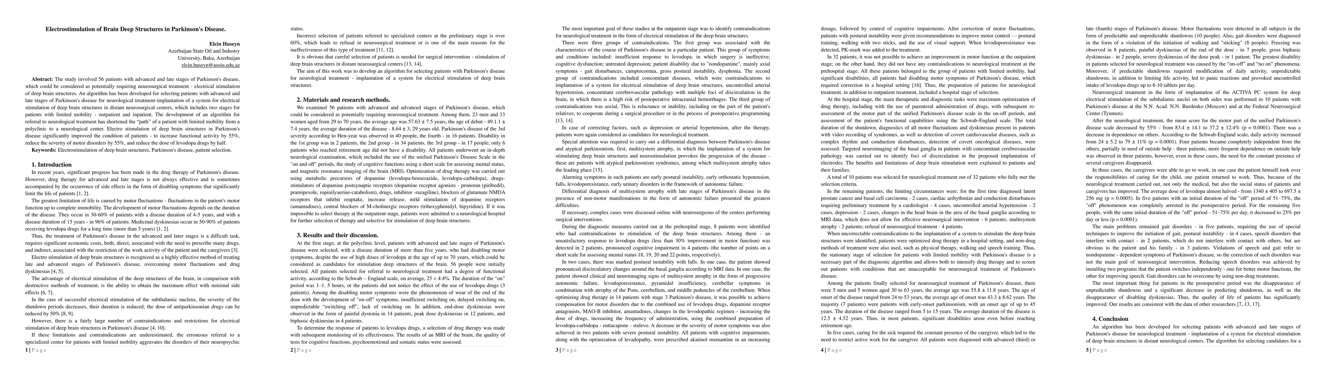 Thumbnail for Electrostimulation of Brain Deep Structures in Parkinson's Disease