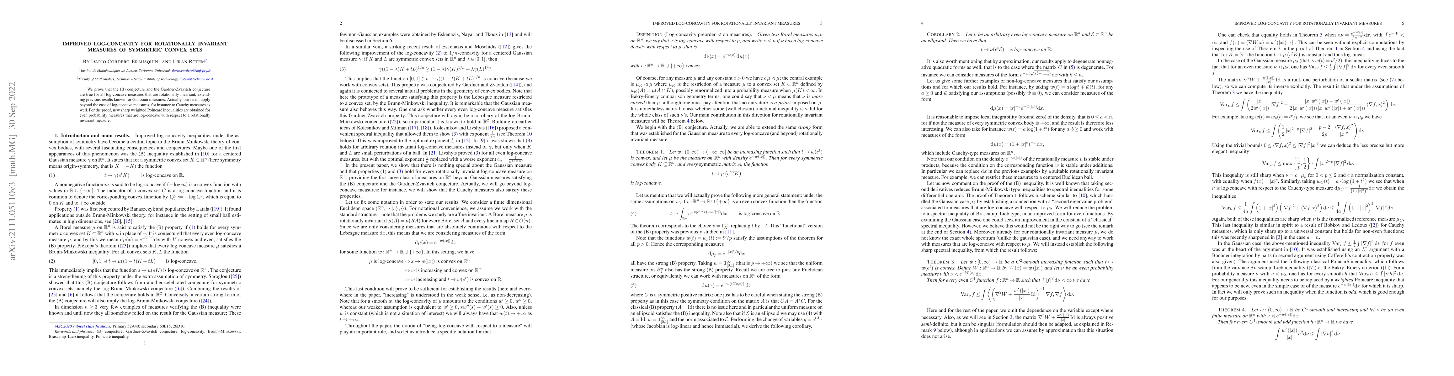 Thumbnail for Improved log-concavity for rotationally invariant measures of symmetric
  convex sets