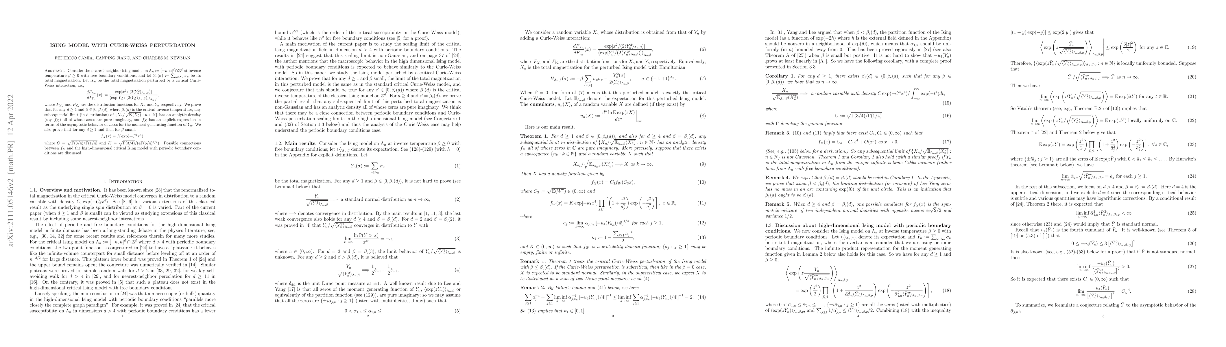 Thumbnail for Ising model with Curie-Weiss perturbation