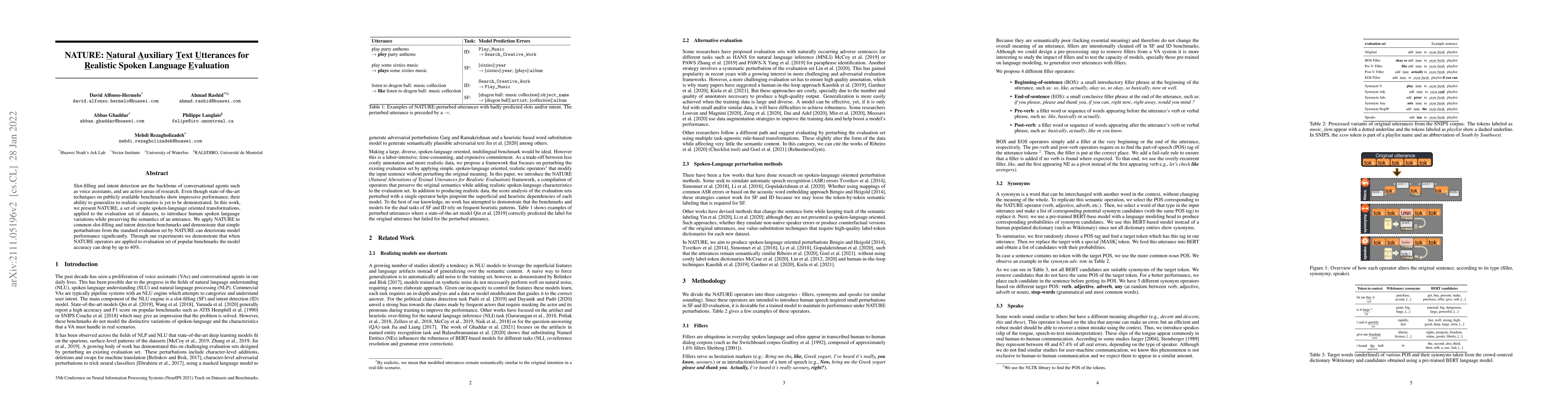Thumbnail for NATURE: Natural Auxiliary Text Utterances for Realistic Spoken Language
  Evaluation