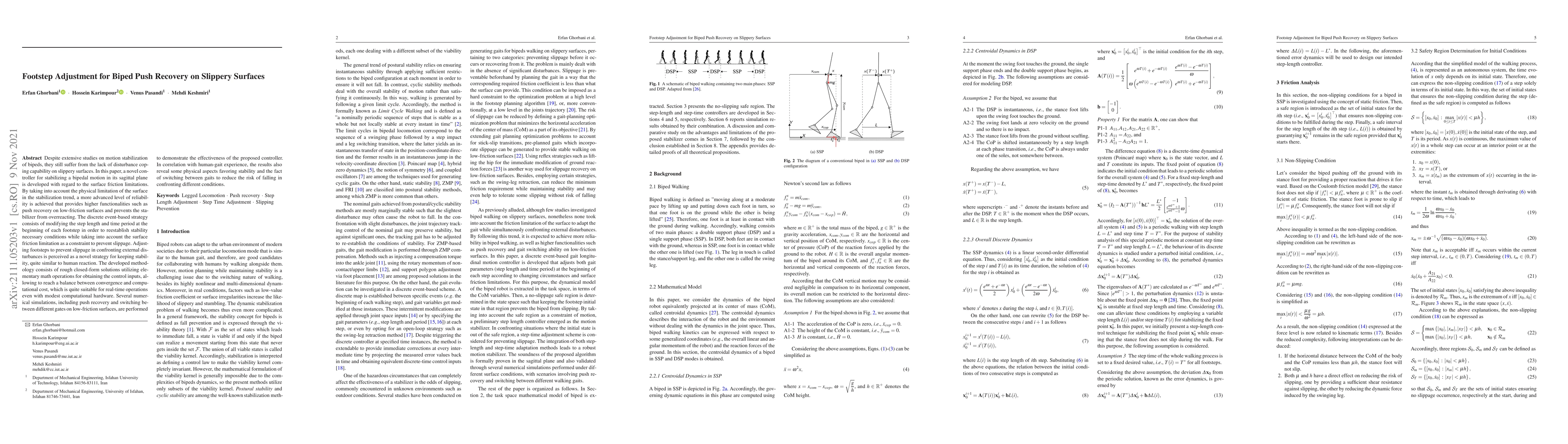 Thumbnail for Footstep Adjustment for Biped Push Recovery on Slippery Surfaces