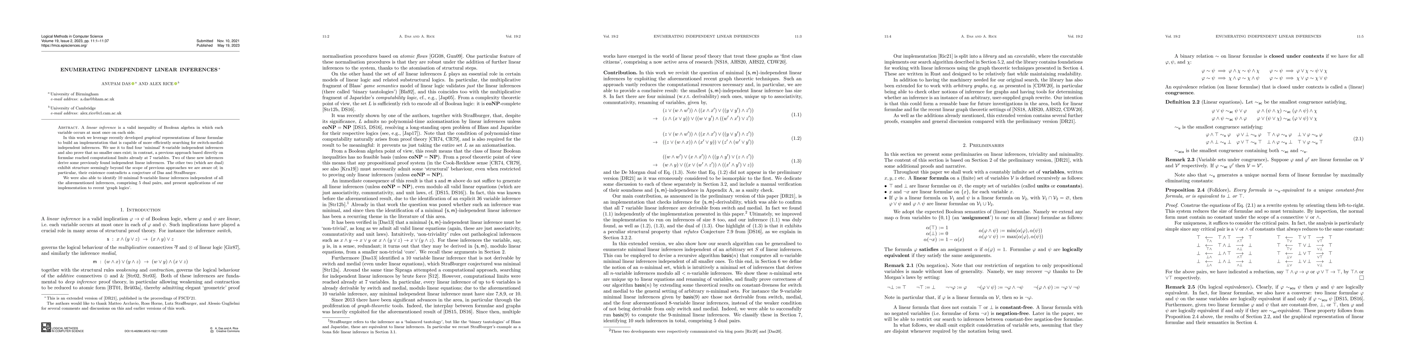Thumbnail for Enumerating Independent Linear Inferences