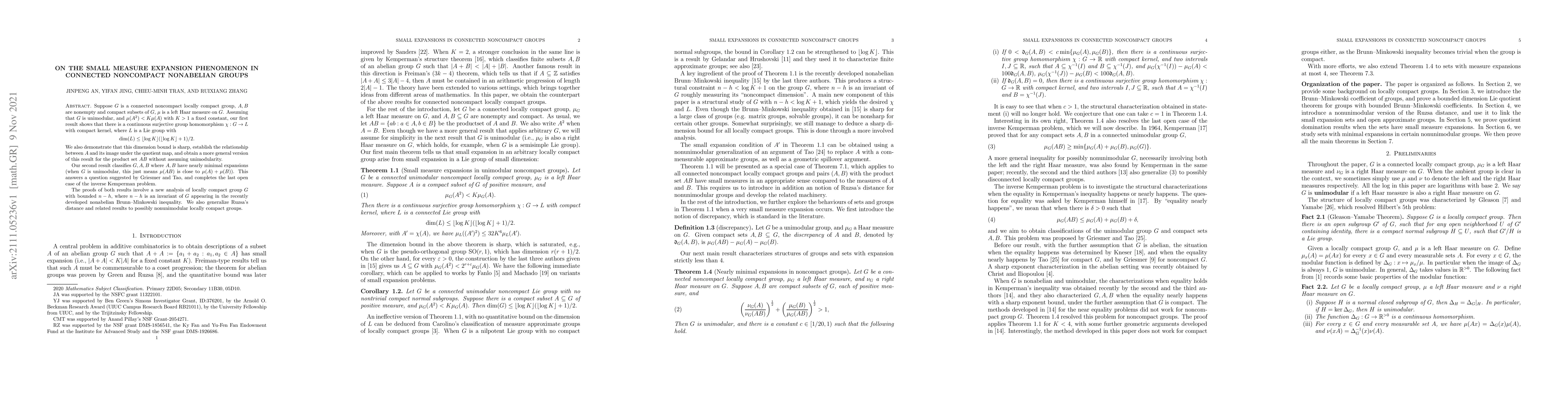 Thumbnail for On the small measure expansion phenomenon in connected noncompact
  nonabelian groups