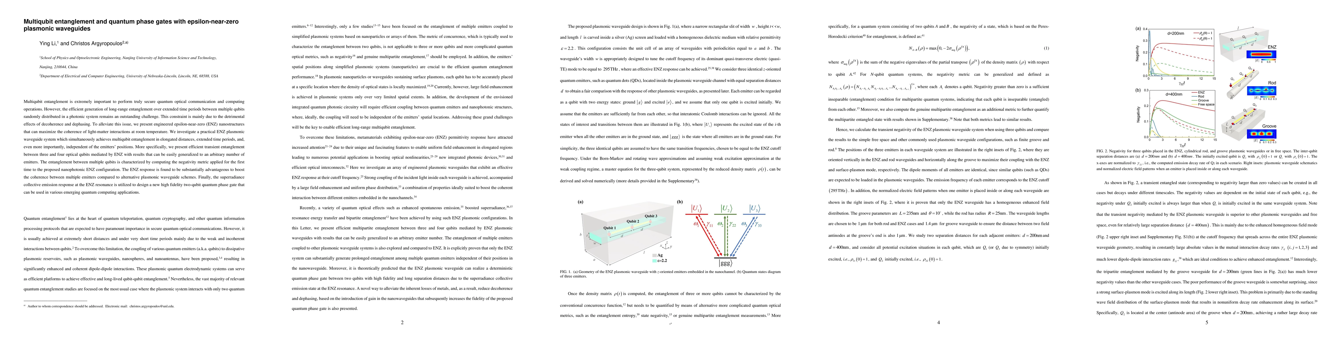 Thumbnail for Multiqubit entanglement and quantum phase gates with epsilon-near-zero
  plasmonic waveguides