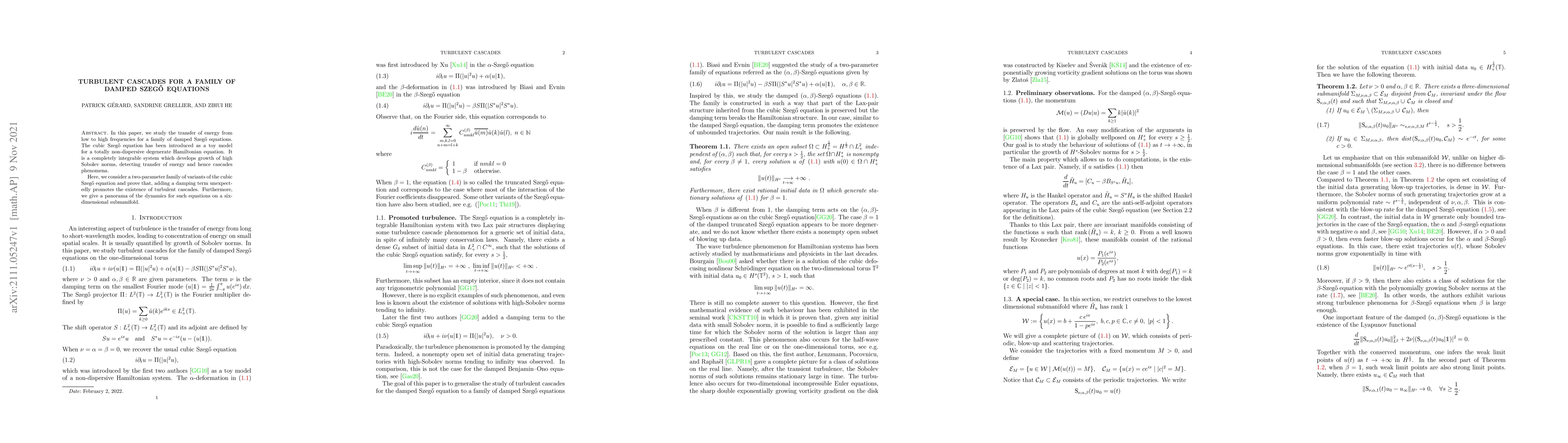 Thumbnail for Turbulent cascades for a family of damped Szeg\"o equations