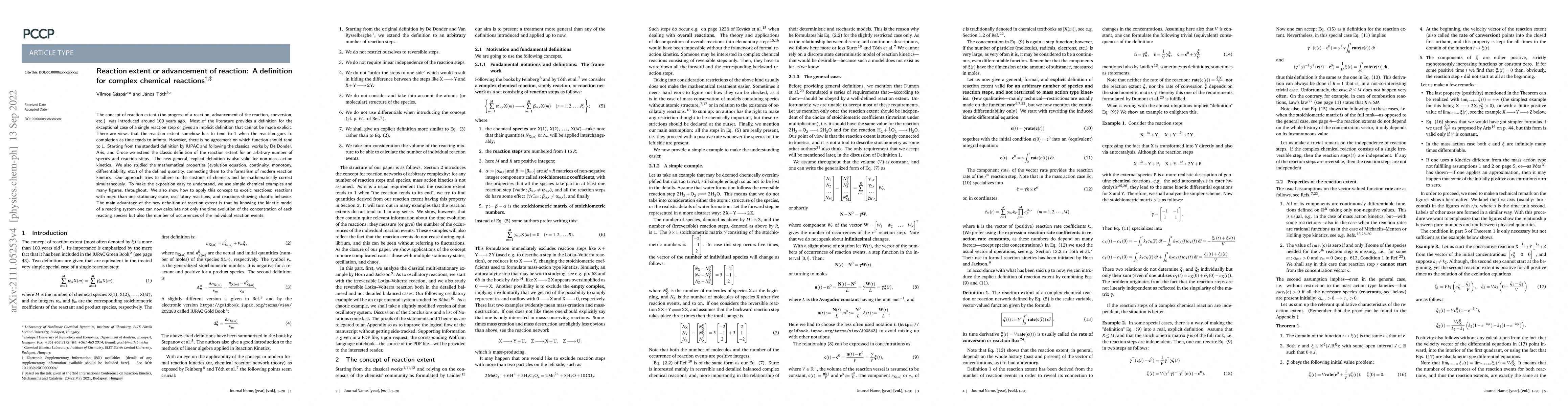 Thumbnail for Reaction extent or advancement of the reaction: A new general definition