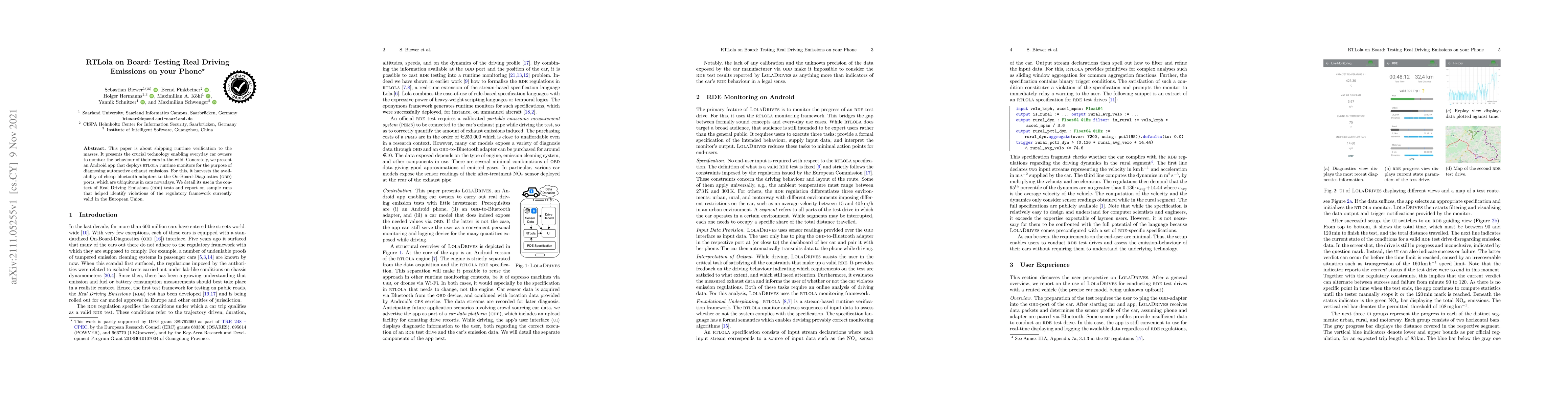 Thumbnail for RTLola on Board: Testing Real Driving Emissions on your Phone