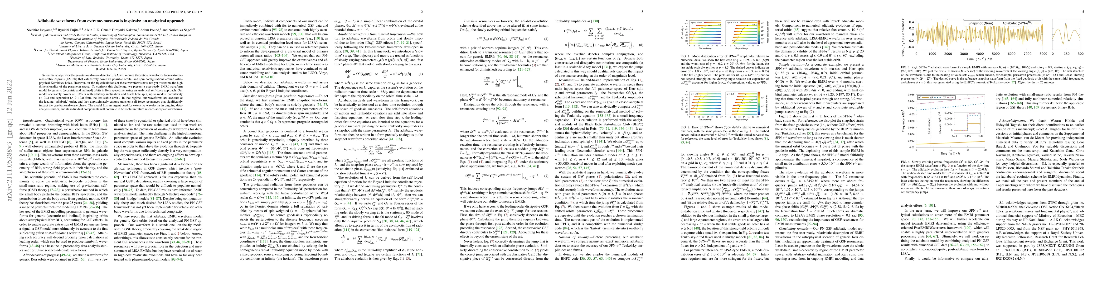 Thumbnail for Adiabatic waveforms from extreme-mass-ratio inspirals: an analytical
  approach