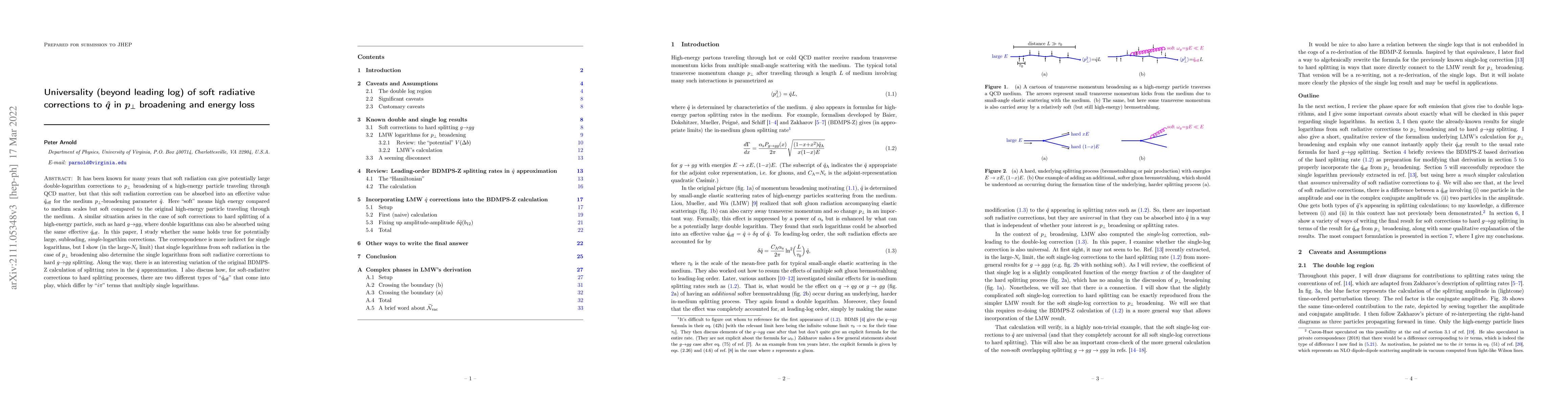 Thumbnail for Universality (beyond leading log) of soft radiative corrections to $\hat
  q$ in $p_\perp$ broadening and energy loss