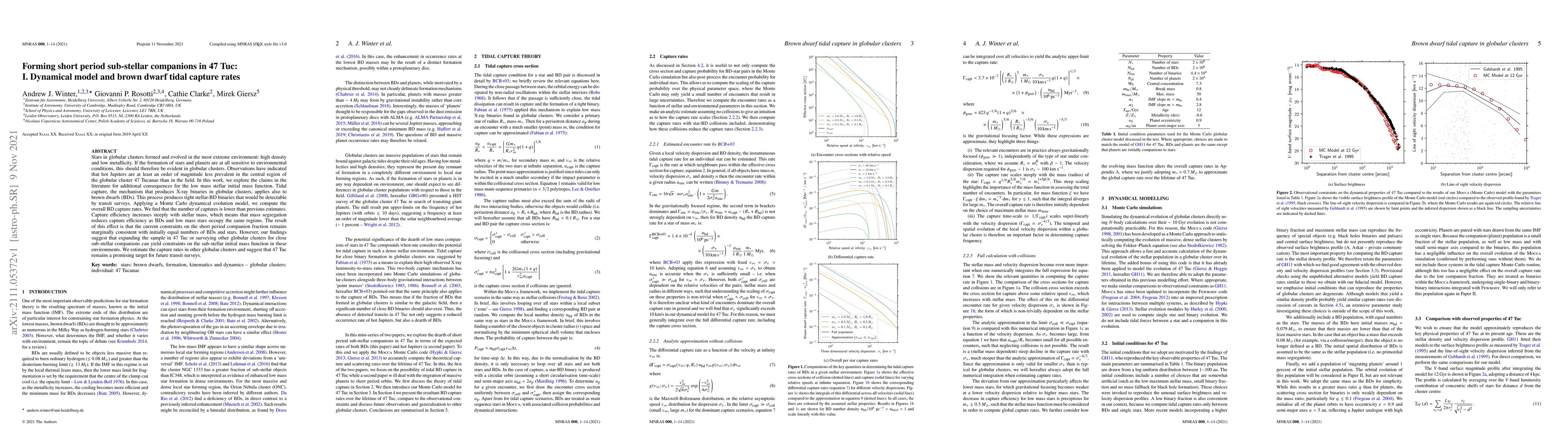 Thumbnail for Forming short period sub-stellar companions in 47 Tuc: I. Dynamical
  model and brown dwarf tidal capture rates