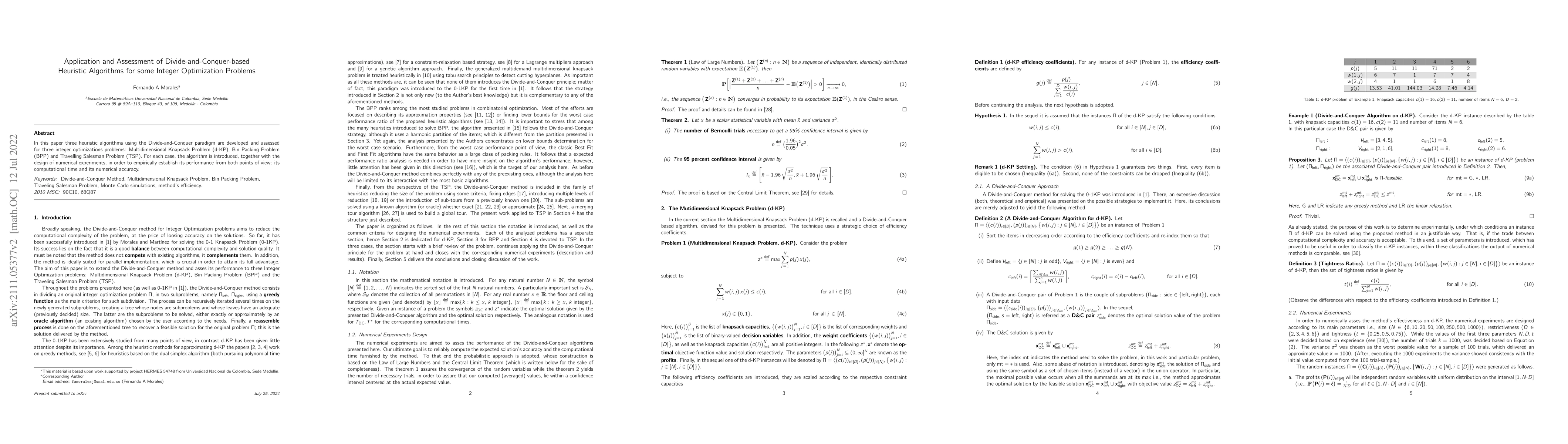 Thumbnail for Application and Assessment of Divide-and-Conquer-based Heuristic
  Algorithms for some Integer Optimization Problems