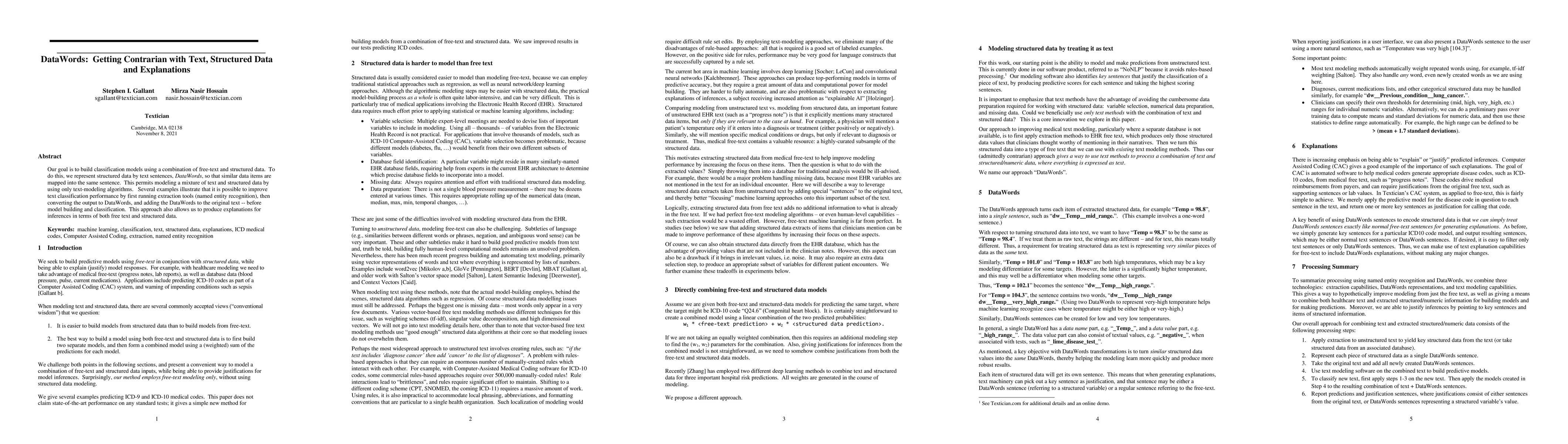 Thumbnail for DataWords: Getting Contrarian with Text, Structured Data and
  Explanations