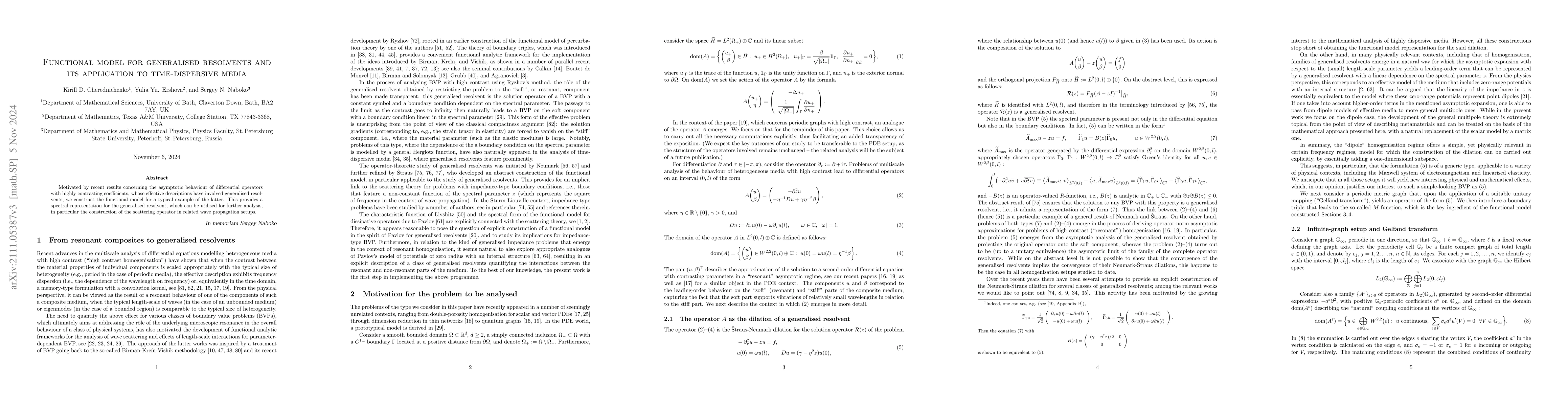 Thumbnail for Functional model for generalised resolvents and its application to
  time-dispersive media