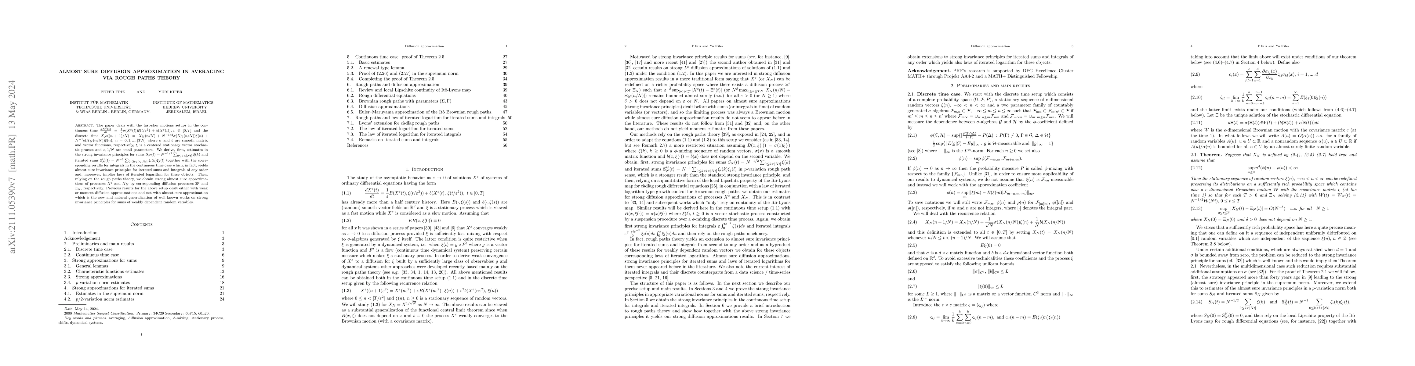 Thumbnail for Almost sure diffusion approximation in averaging via rough paths theory