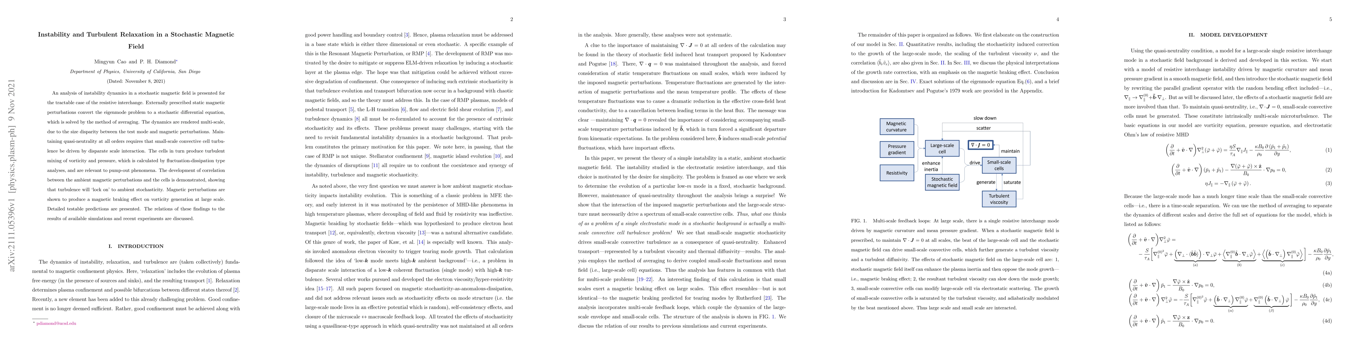 Thumbnail for Instability and Turbulent Relaxation in a Stochastic Magnetic Field