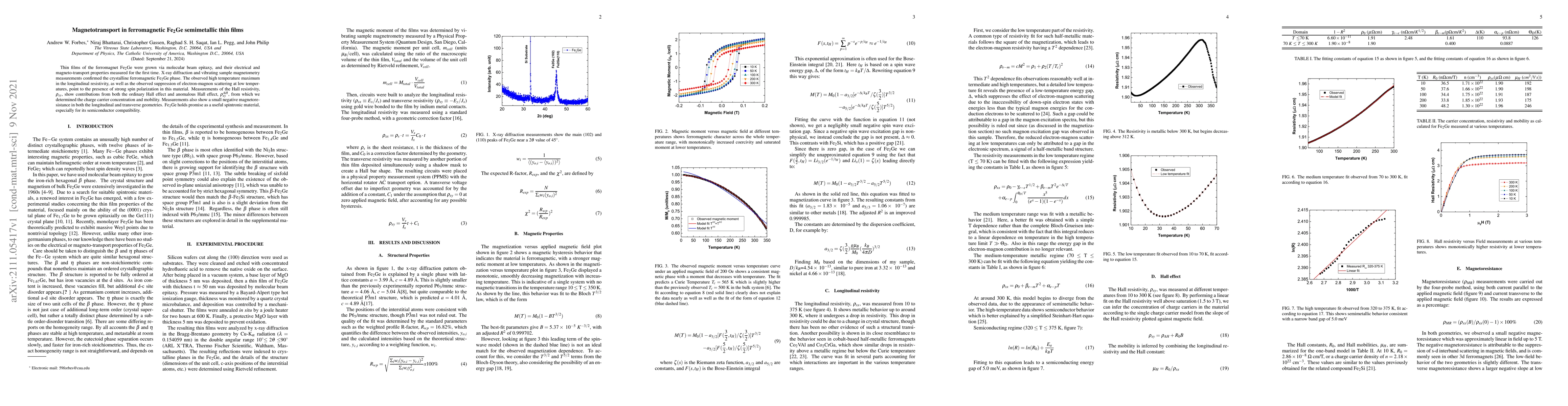 Thumbnail for Magnetotransport in ferromagnetic Fe$_2$Ge semimetallic thin films