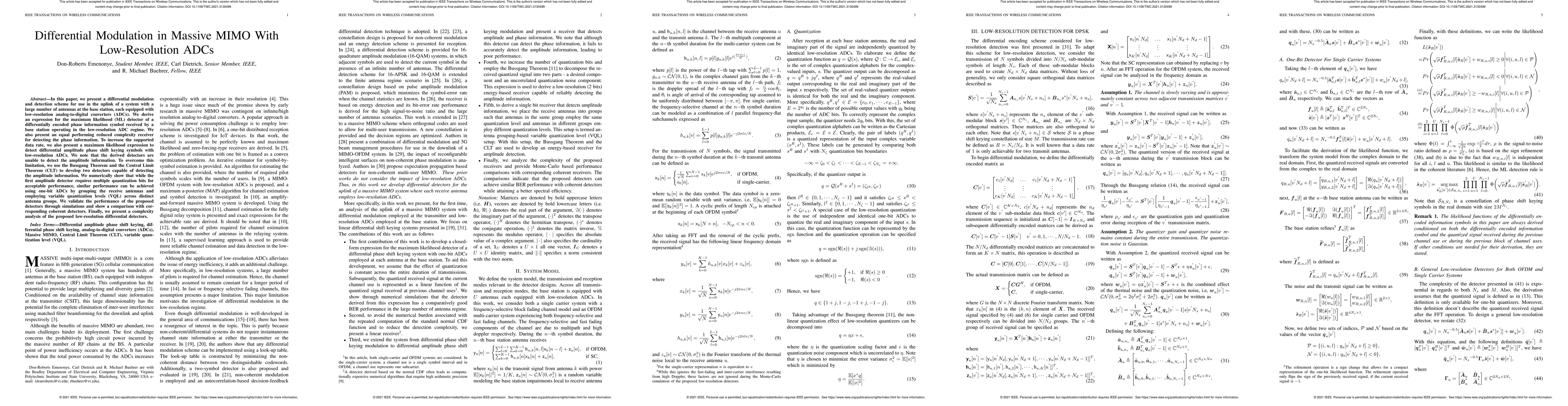 Thumbnail for Differential Modulation in Massive MIMO With Low-Resolution ADCs