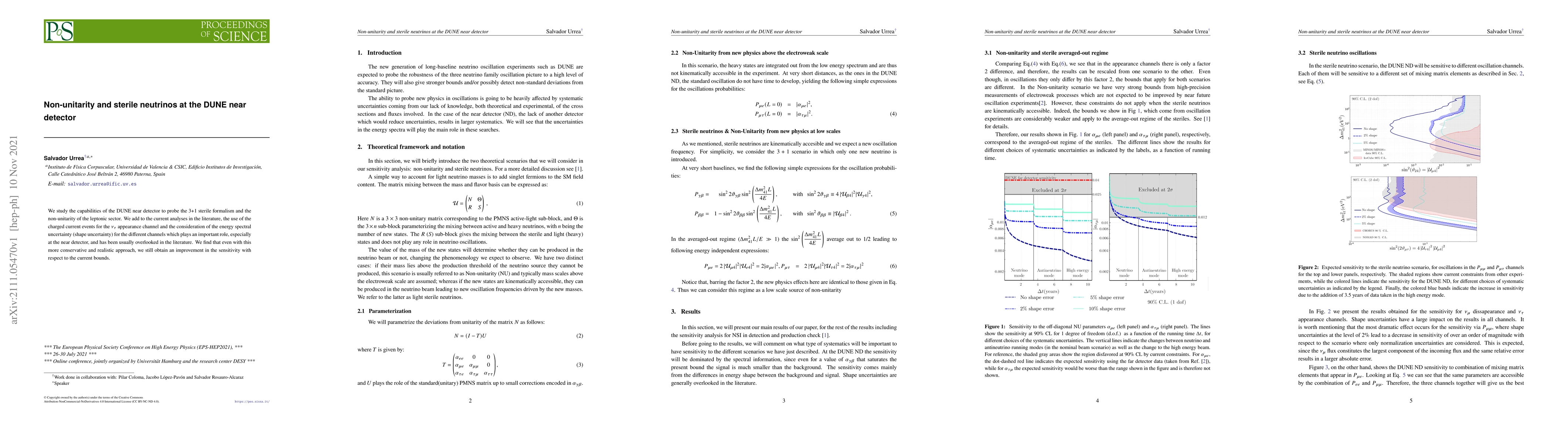 Thumbnail for Non-unitarity and sterile neutrinos at the DUNE near detector