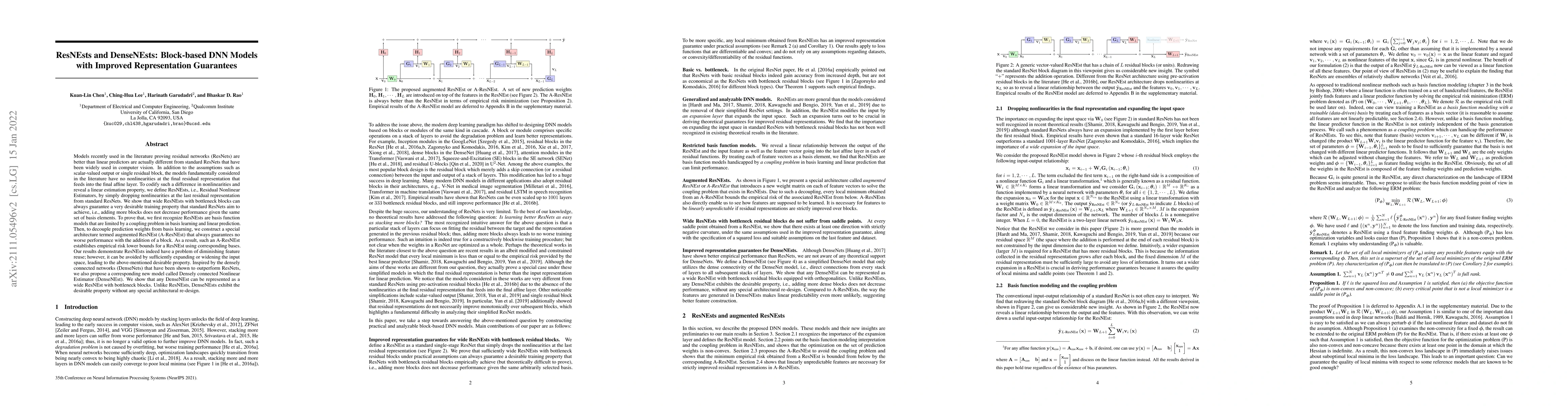 Thumbnail for ResNEsts and DenseNEsts: Block-based DNN Models with Improved
  Representation Guarantees