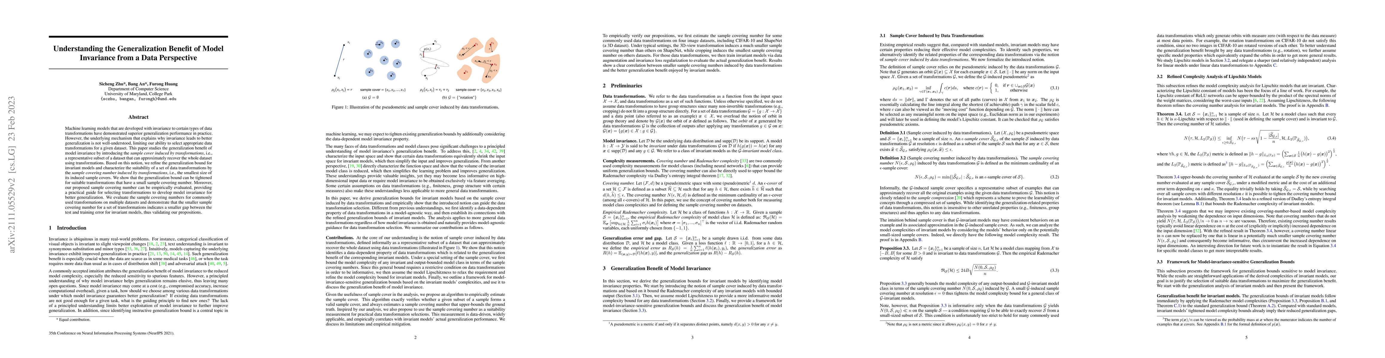 Thumbnail for Understanding the Generalization Benefit of Model Invariance from a Data
  Perspective