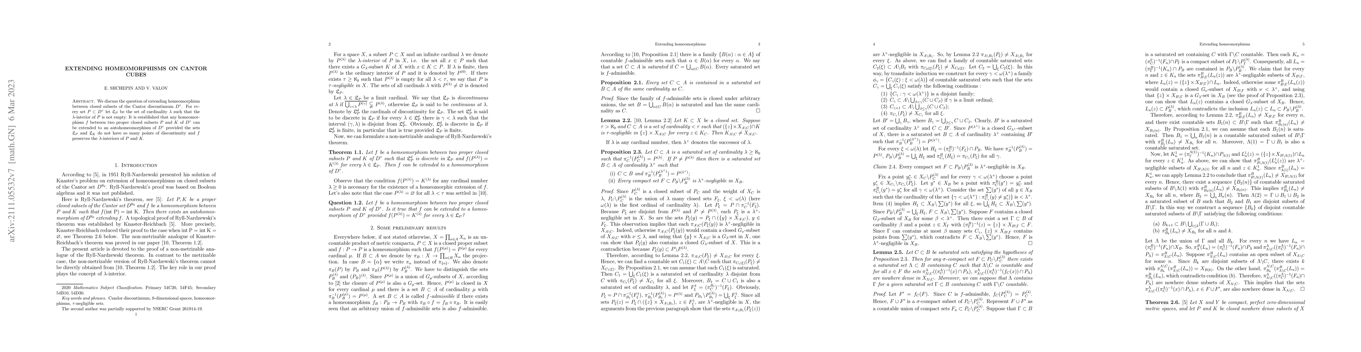 Thumbnail for Extending homeomorphisms on Cantor cubes