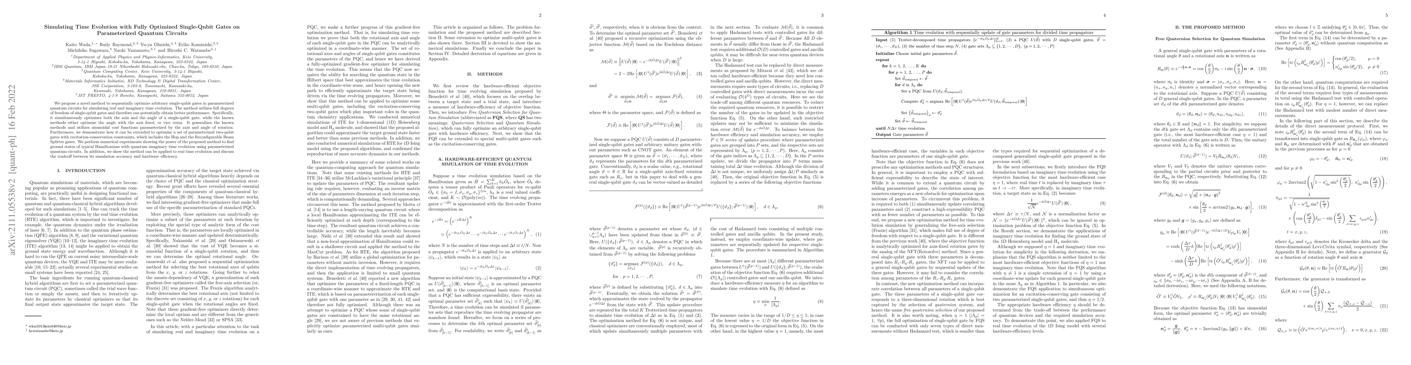 Thumbnail for Simulating Time Evolution with Fully Optimized Single-Qubit Gates on
  Parameterized Quantum Circuits