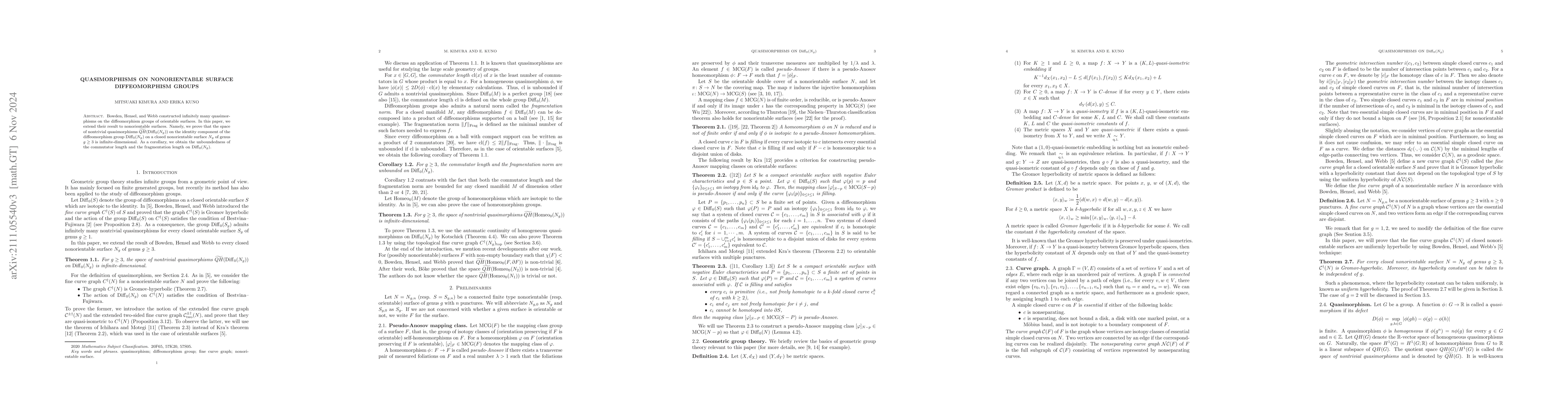 Thumbnail for Quasimorphisms on nonorientable surface diffeomorphism groups