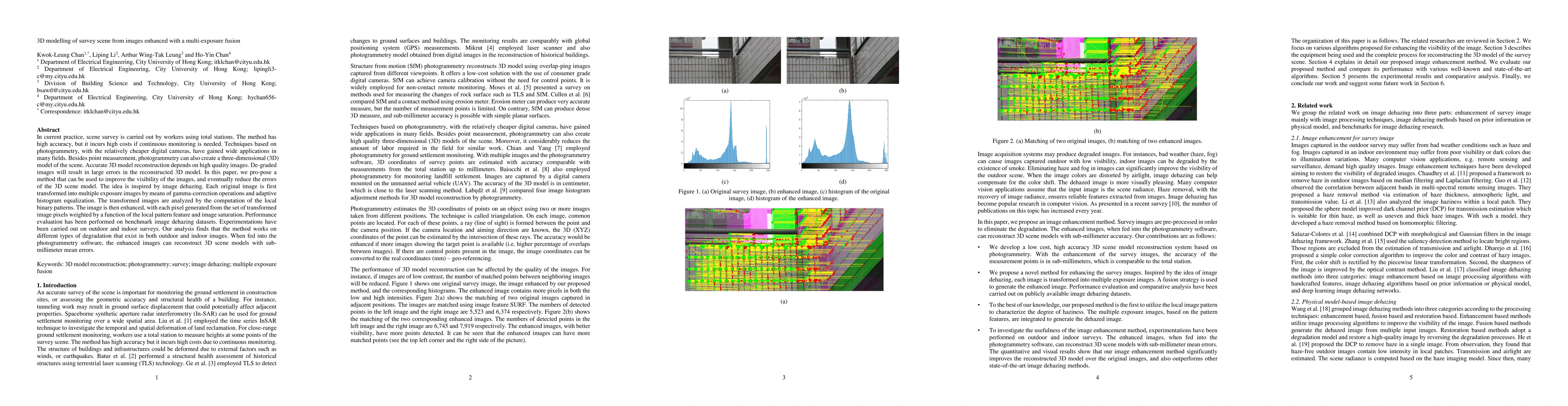 Thumbnail for 3D modelling of survey scene from images enhanced with a multi-exposure
  fusion