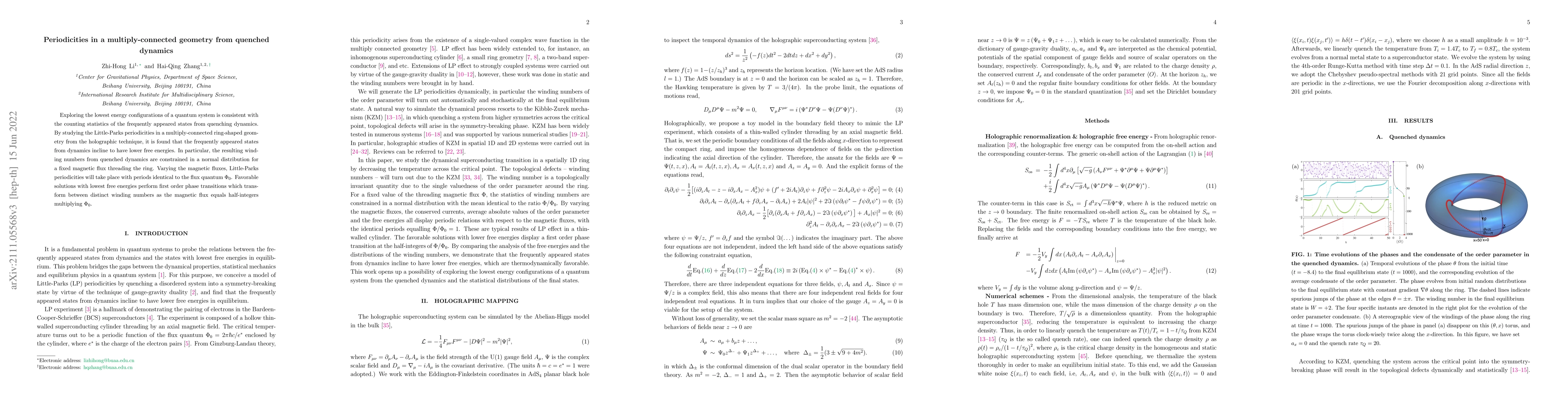 Thumbnail for Periodicities in a multiply connected geometry from quenched dynamics