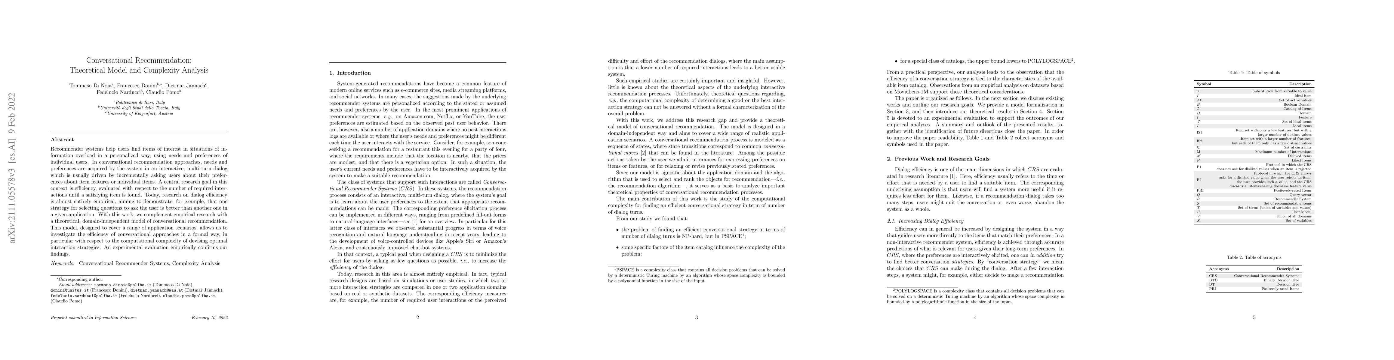 Thumbnail for Conversational Recommendation: Theoretical Model and Complexity Analysis