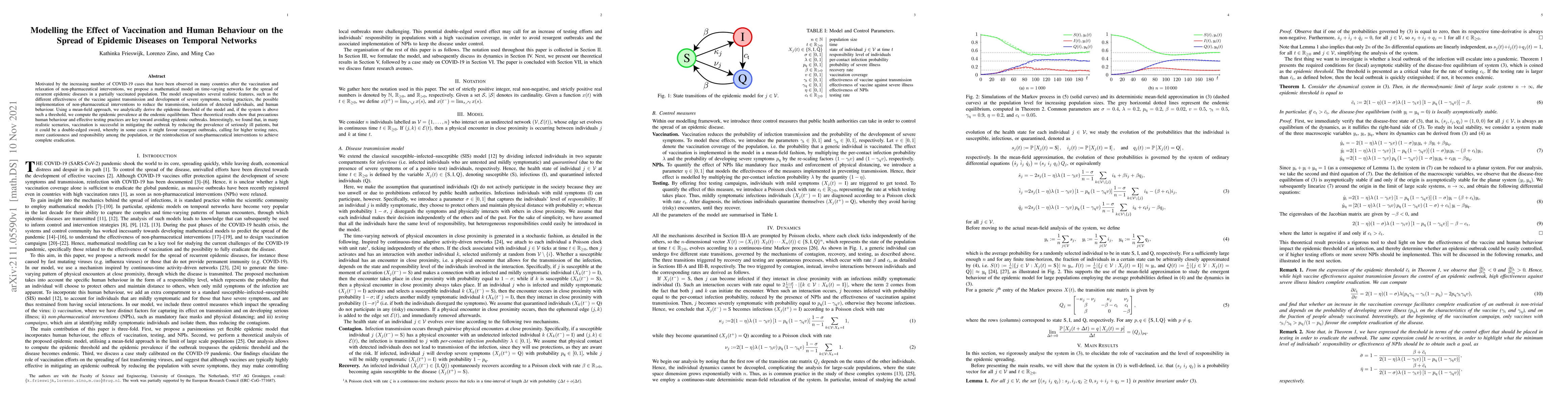 Thumbnail for Modelling the Effect of Vaccination and Human Behaviour on the Spread of
  Epidemic Diseases on Temporal Networks