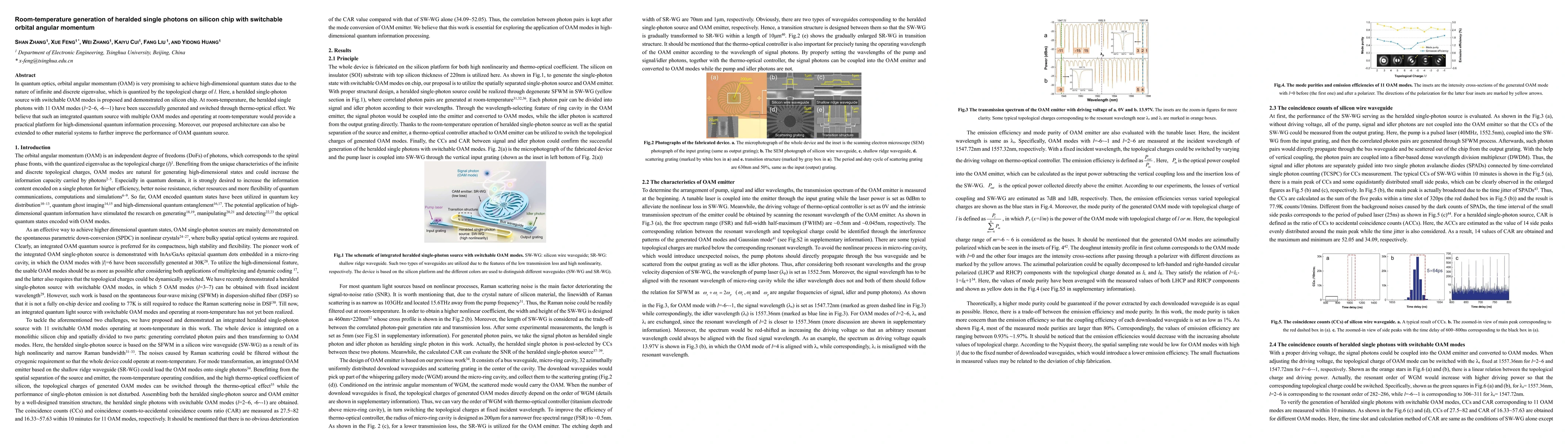 Thumbnail for Room-temperature on-chip generation of heralded single photons with
  switchable orbital angular momentum