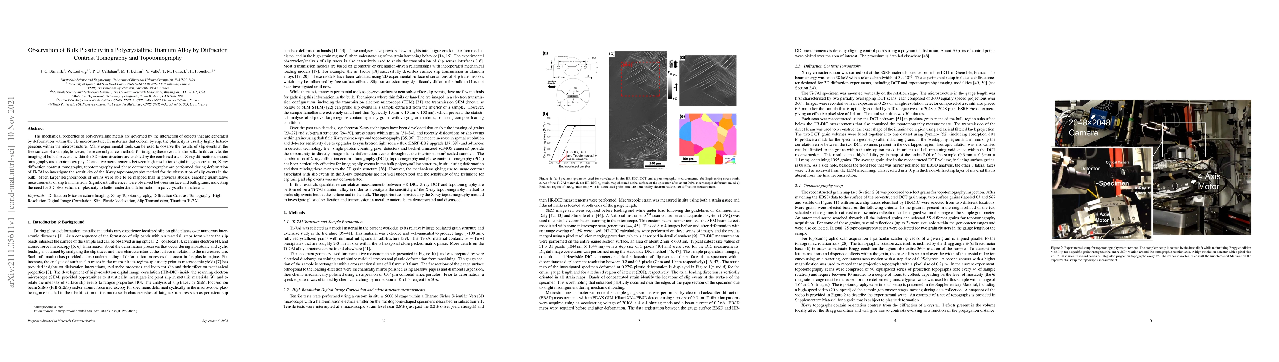 Thumbnail for Observation of Bulk Plasticity in a Polycrystalline Titanium Alloy by
  Diffraction Contrast Tomography and Topotomography