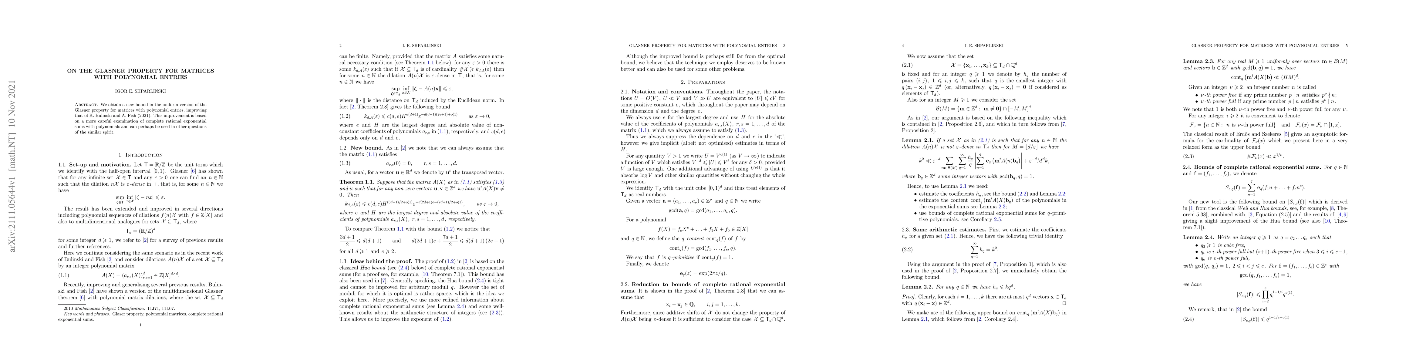 Thumbnail for On the Glasner property for matrices with polynomial entries