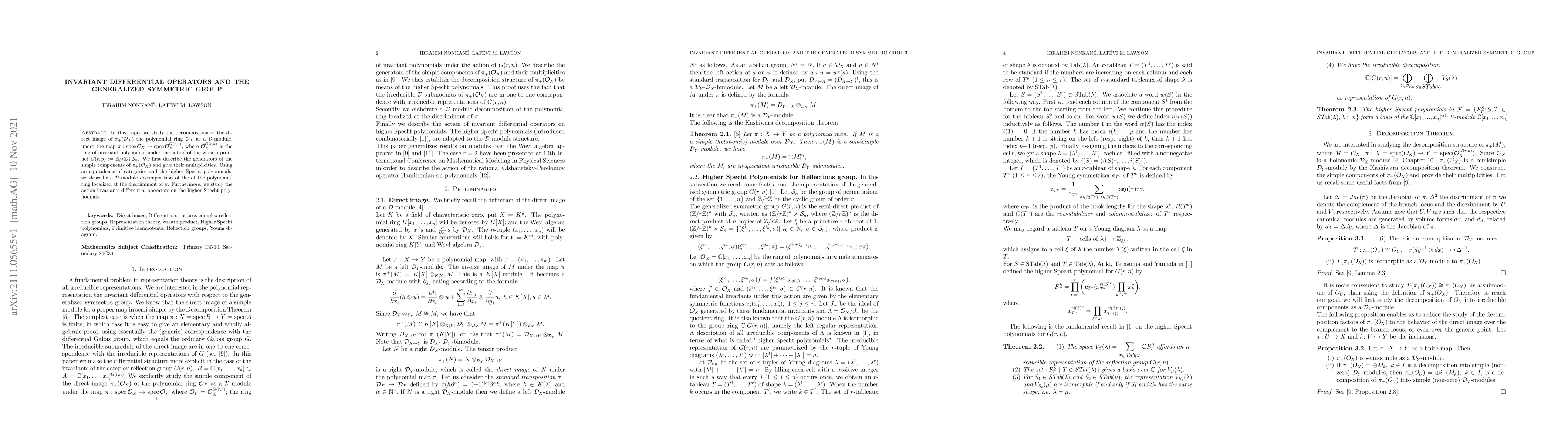 Thumbnail for Invariant differential operators and the generalized symmetric group