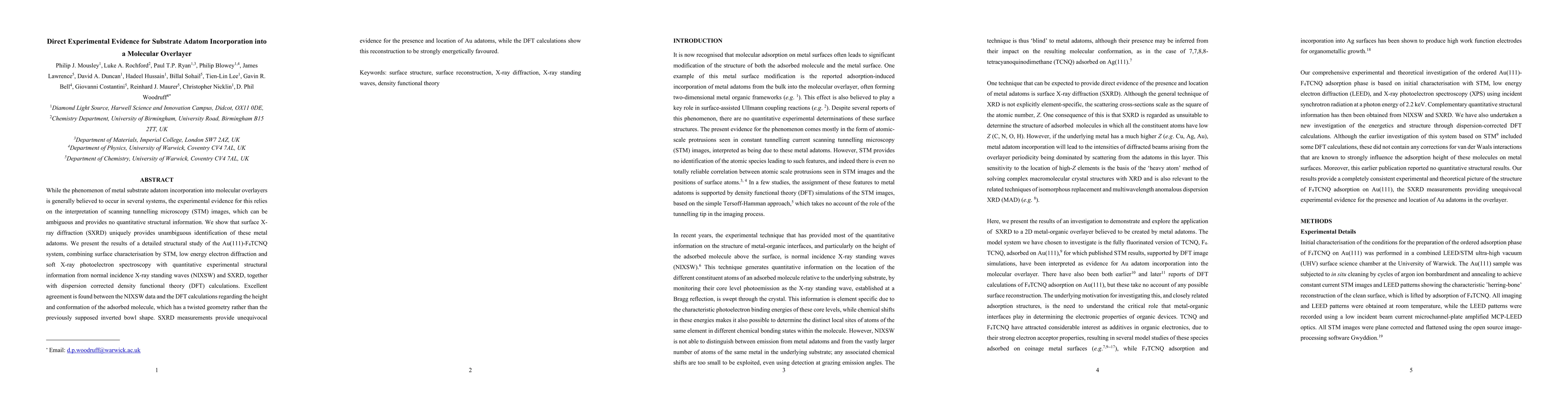 Thumbnail for Direct experimental evidence for substrate adatom incorporation into a
  molecular overlayer