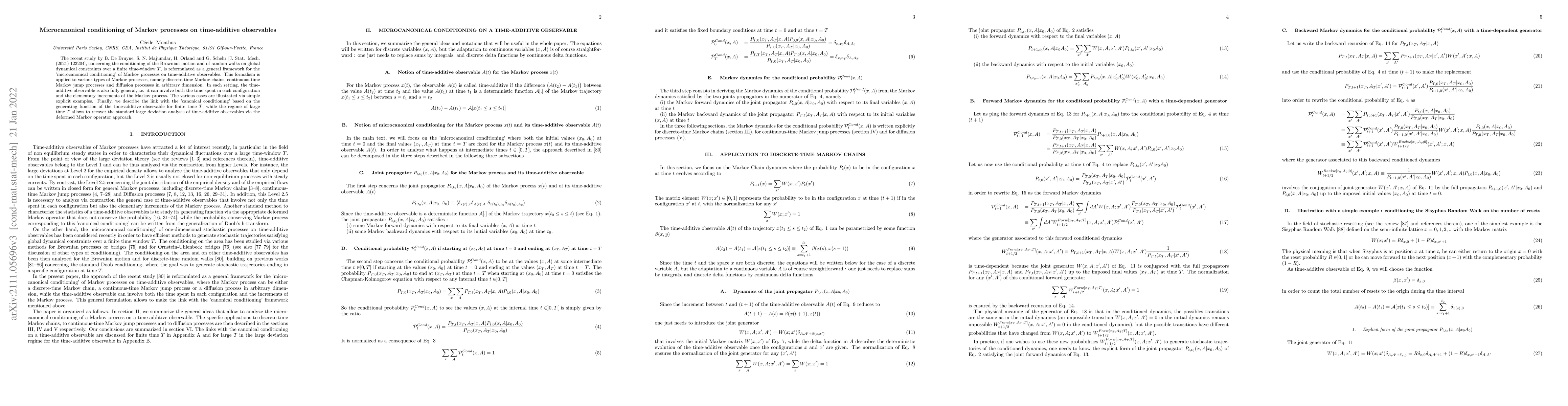 Thumbnail for Microcanonical conditioning of Markov processes on time-additive
  observables