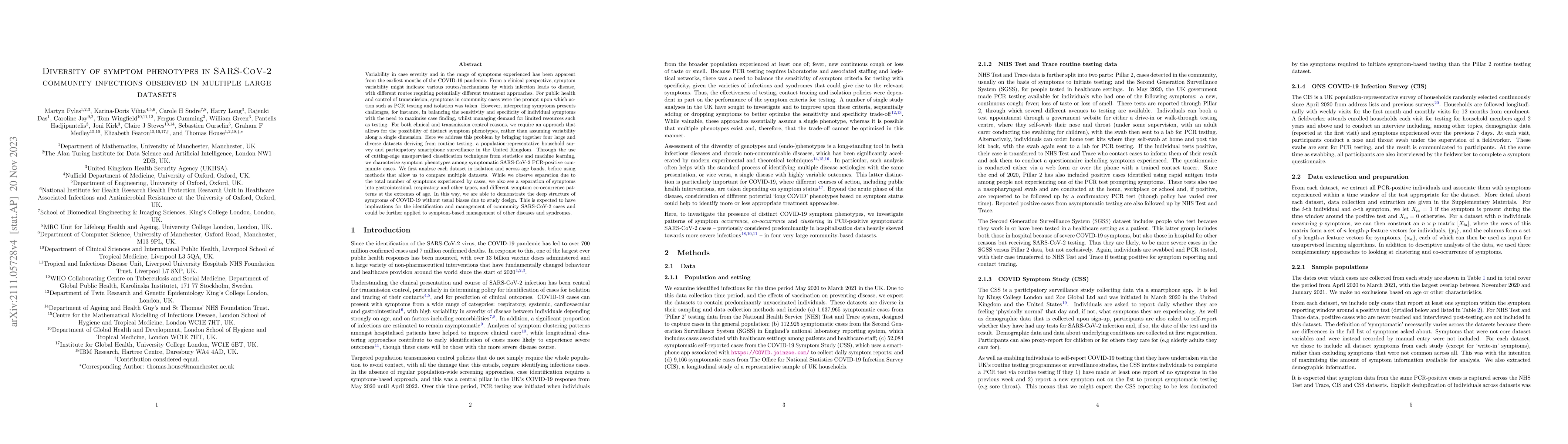 Thumbnail for Diversity of symptom phenotypes in SARS-CoV-2 community infections
  observed in multiple large datasets