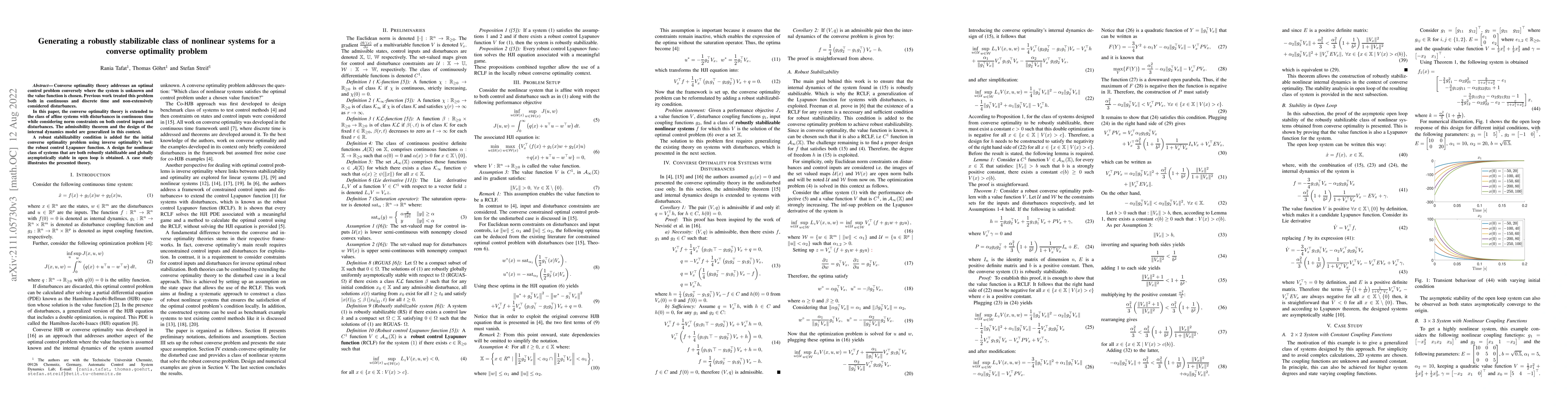 Thumbnail for Generating a robustly stabilizable class of nonlinear systems for the
  converse optimality problem