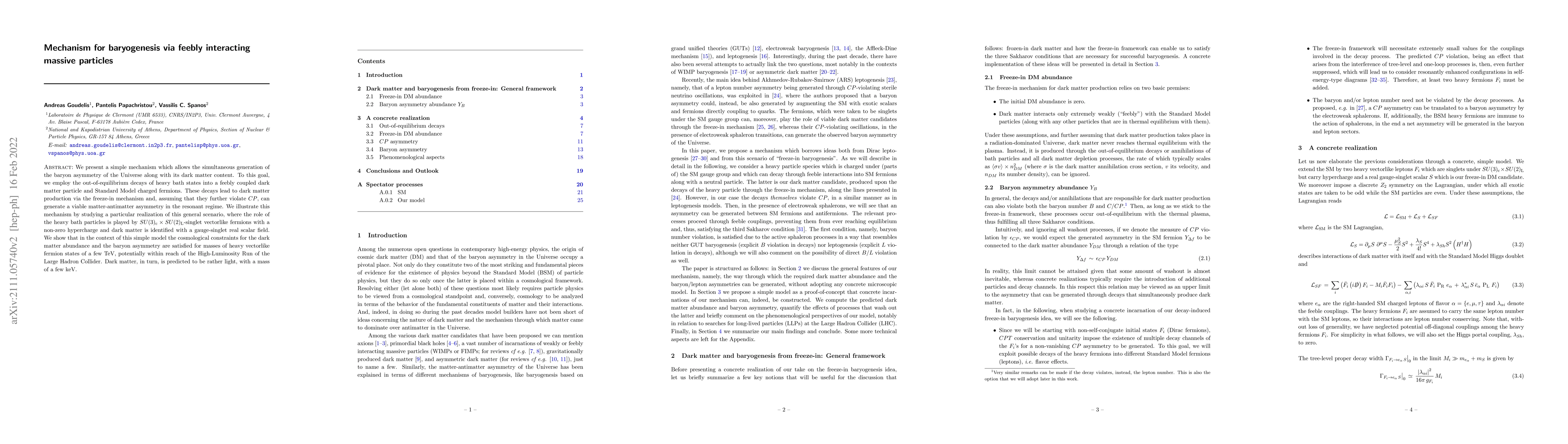 Thumbnail for Mechanism for baryogenesis via feebly interacting massive particles