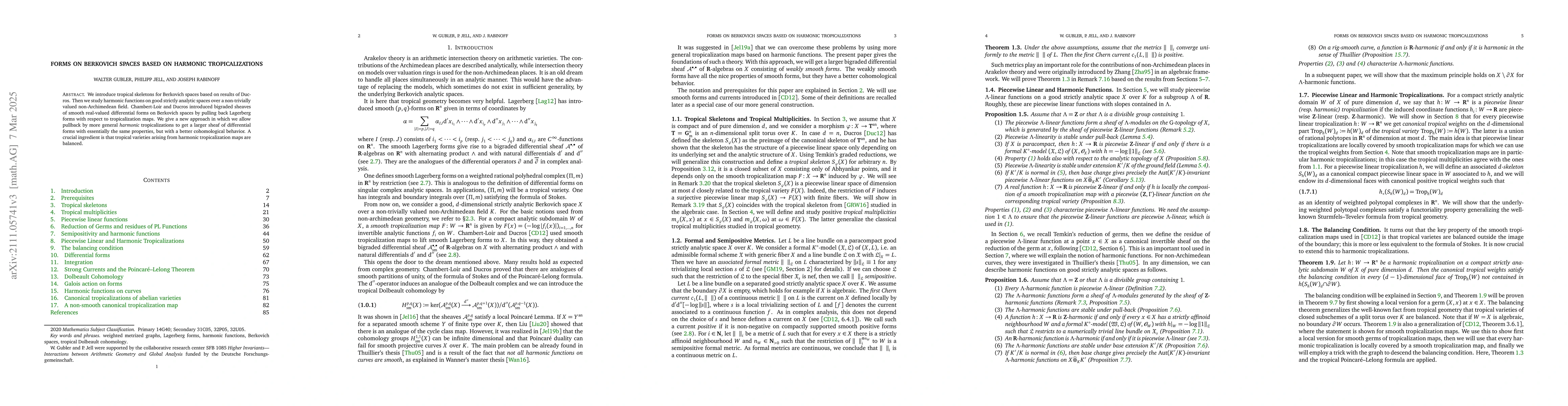 Thumbnail for Forms on Berkovich spaces based on harmonic tropicalizations