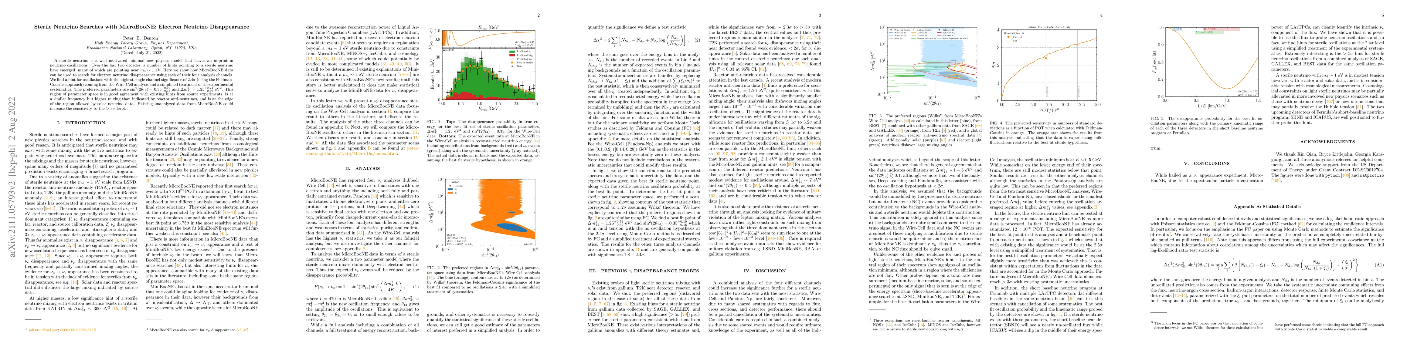 Thumbnail for Sterile Neutrino Searches with MicroBooNE: Electron Neutrino
  Disappearance